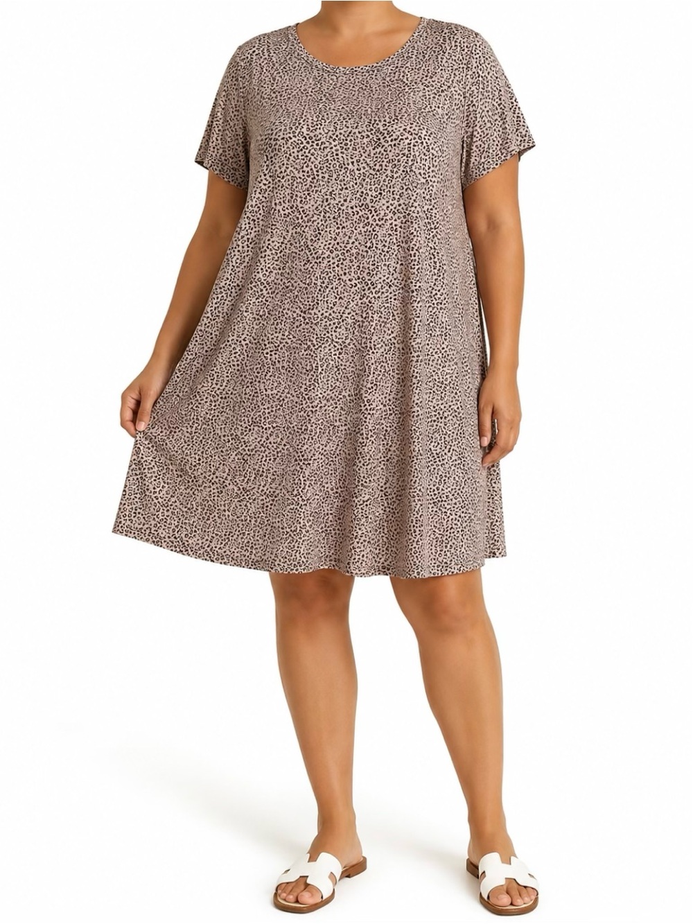 Premise Taupe Animal-Print Short Sleeve Sleep Dress